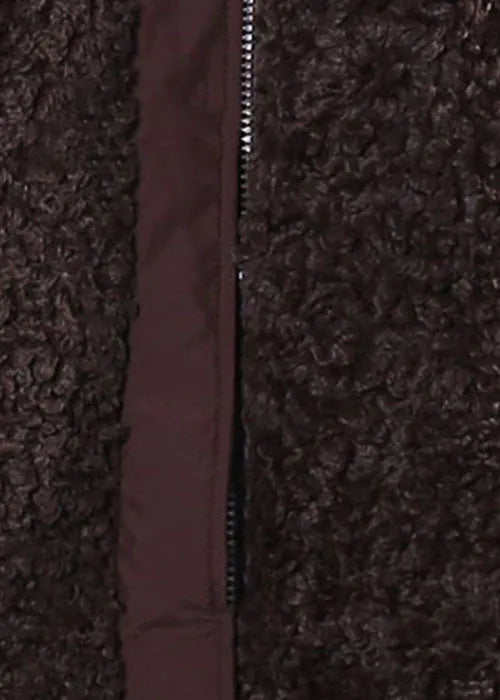 Chocolate Faux Fur Beach Vest Zip Up Sleeveless