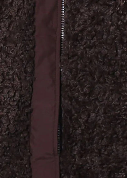 Chocolate Faux Fur Beach Vest Zip Up Sleeveless