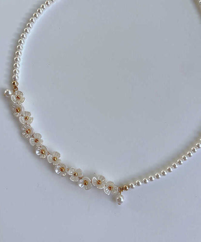 Classy White Alloy Pear Gratuated Bead Necklace