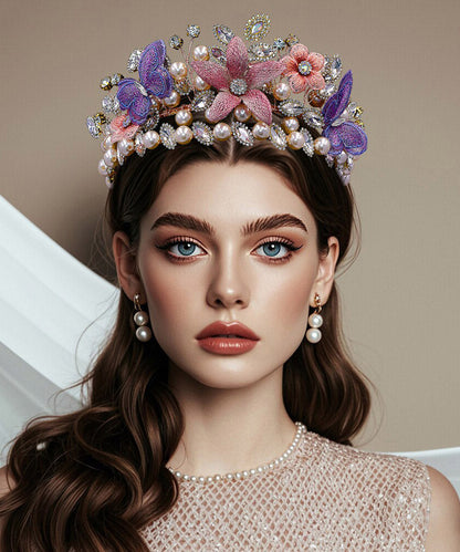 Art Multicolor Zircon Crystal Pearl Hairpiece