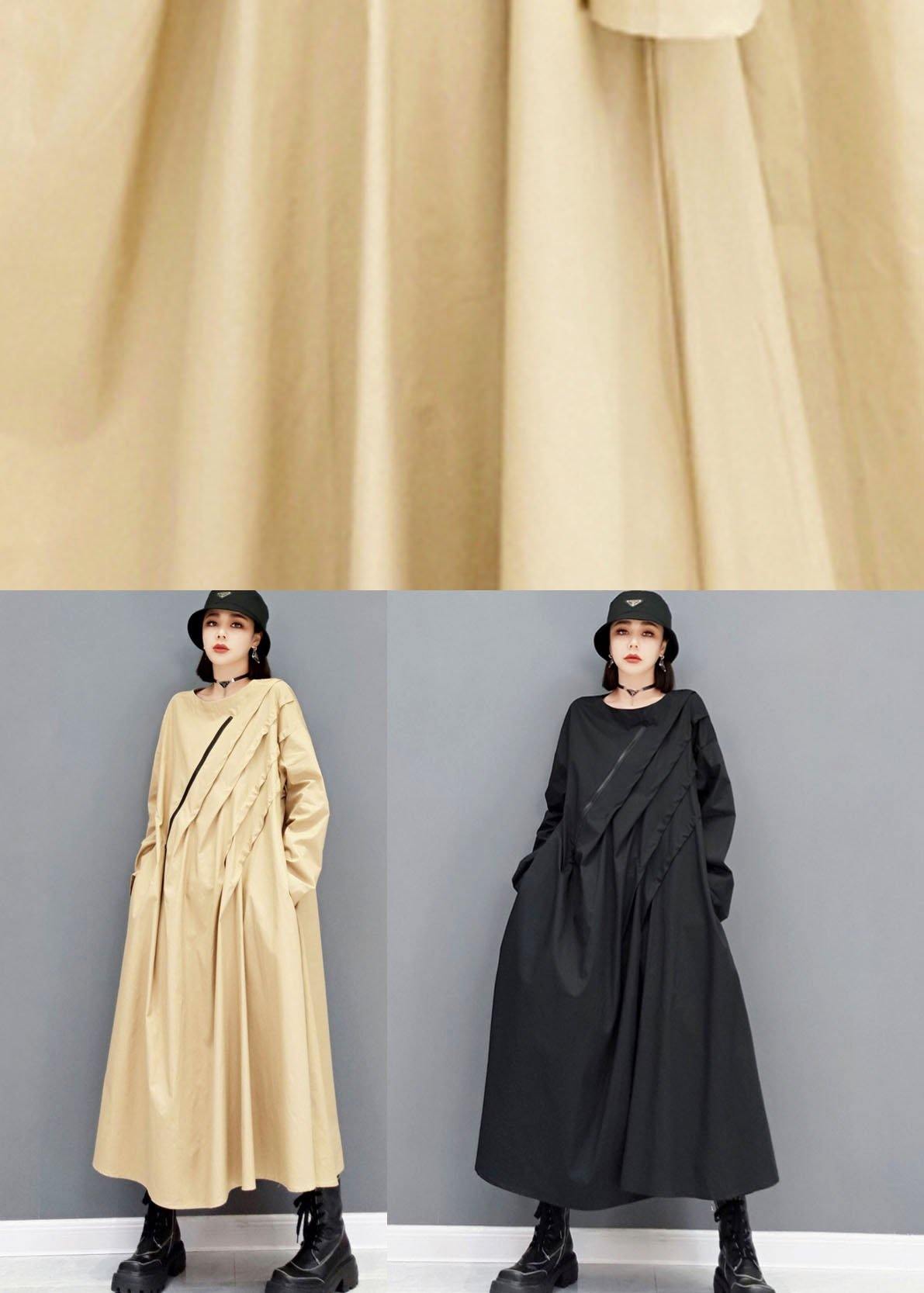 Italian Khaki Fall Long Sleeve Maxi Dresses