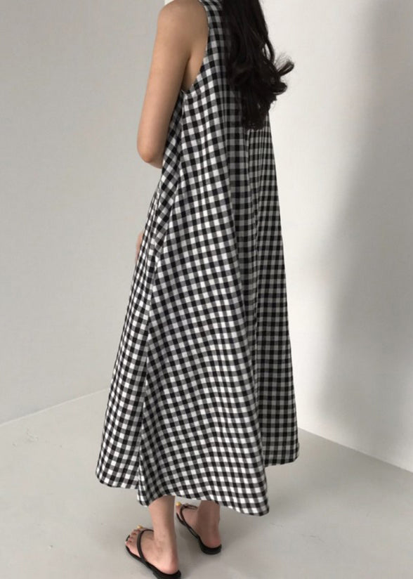 Plaid Pockets Cozy Long Dress Summer