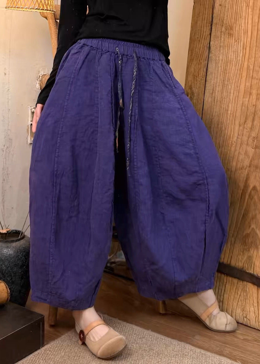Green Oversized Patchwork Linen Harem Pants Summer