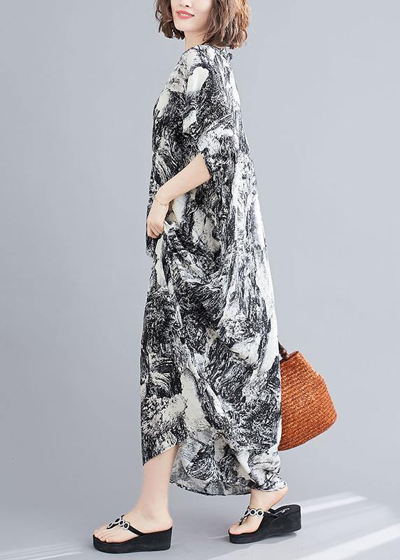 Vivid Abstract Pattern Tunics for V Neck Robes Summer Dress
