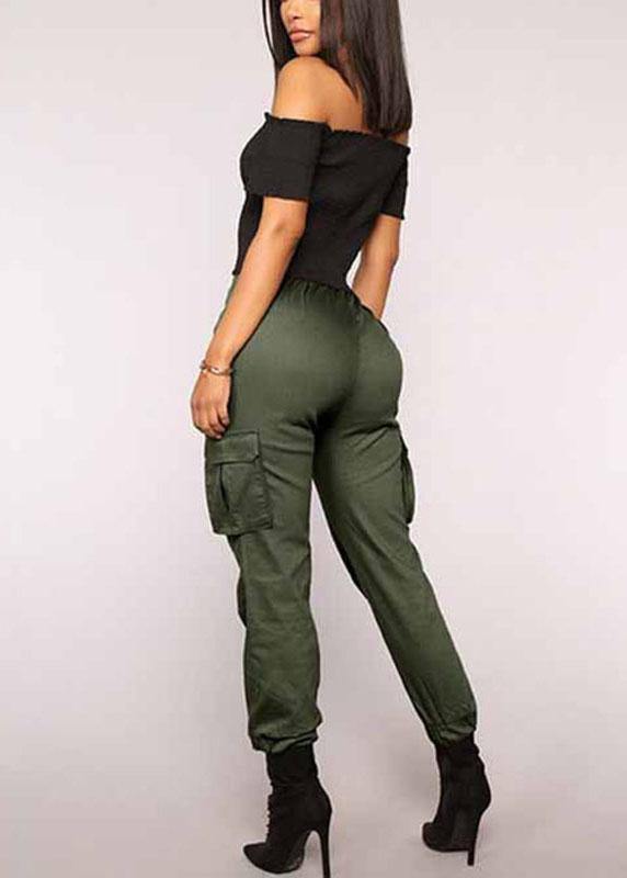 Color High Elastic Waist Harem Pants