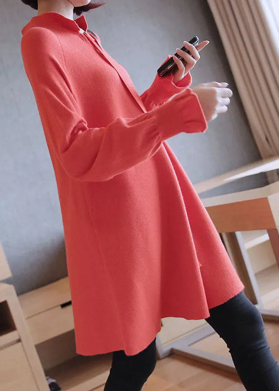 Stylish Purple V Neck Patchwork Loose Fall Knit Sweaters