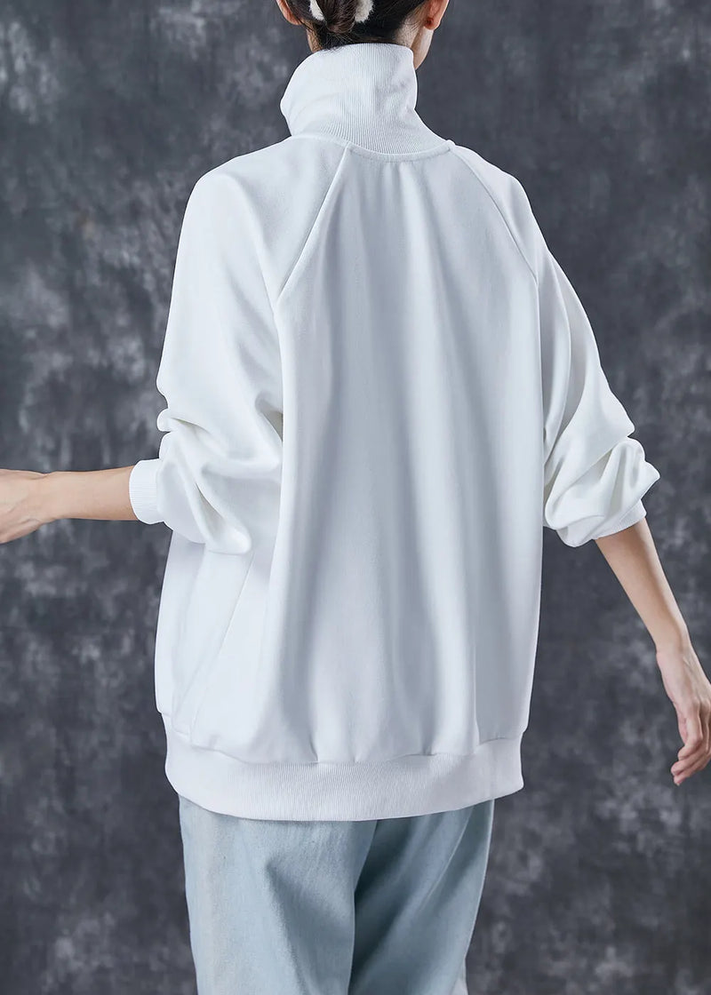 Italian White Asymmetrical Zippered Cotton Spring