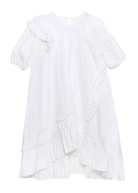 Black Puff Sleeve Asymmetrical Design Ankle Dress Summer