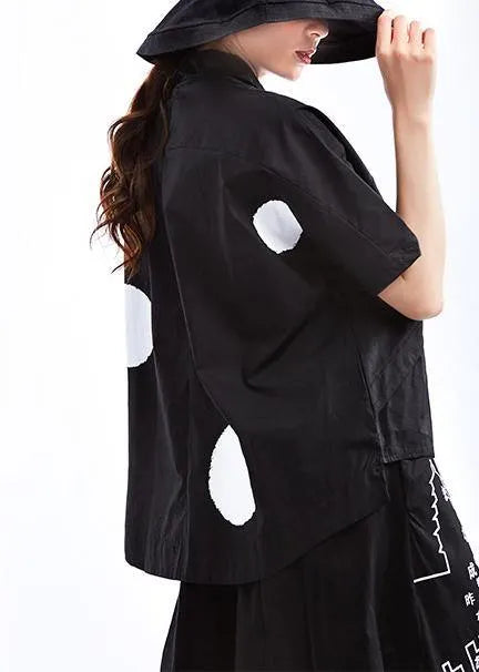 Black Dot Short Sleeve Cotton Shirts