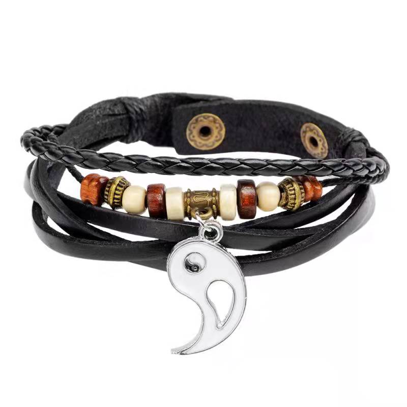 Buddha Stones Yin Yang Pendant Couple Balance Bracelet