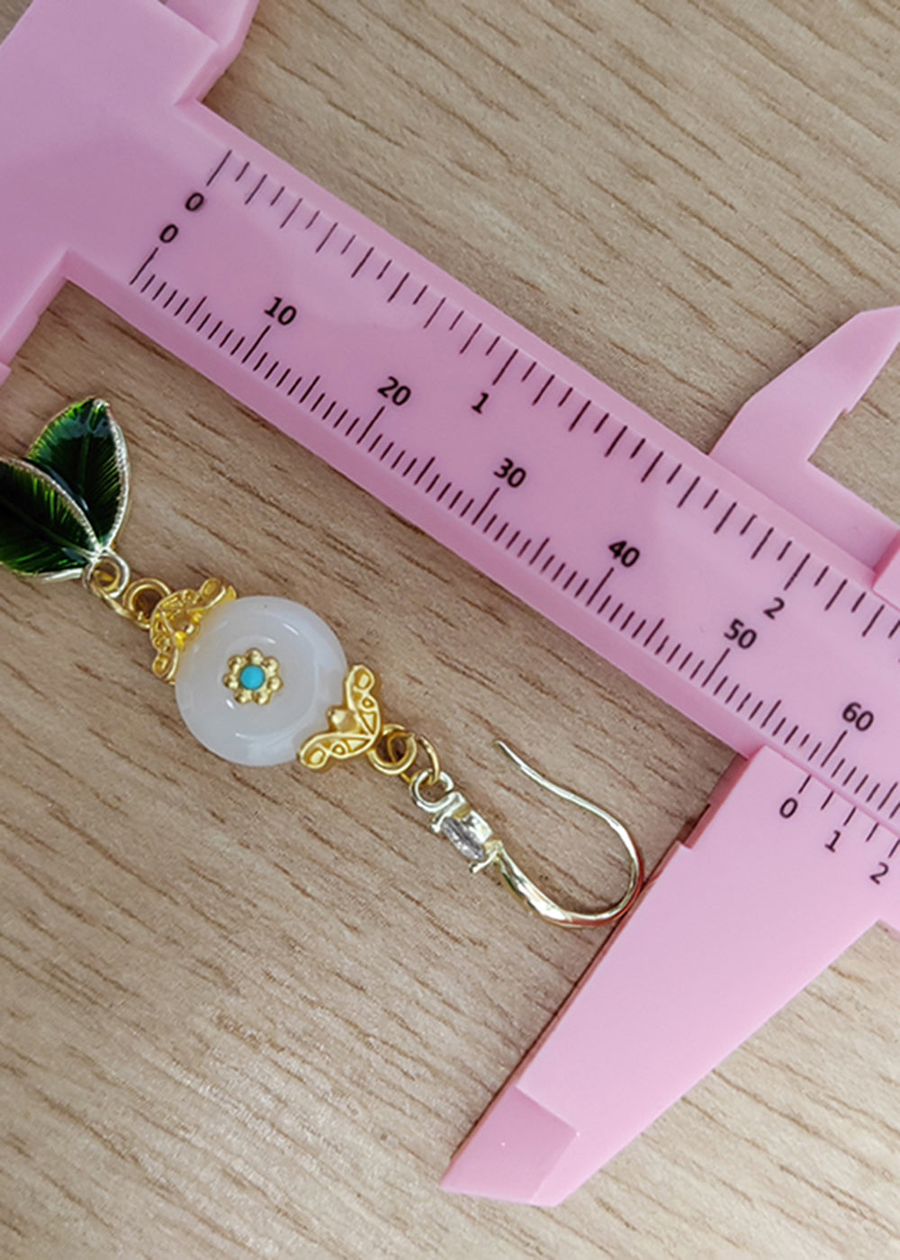 White Jade Leaf Metal Drop Earrings New Style