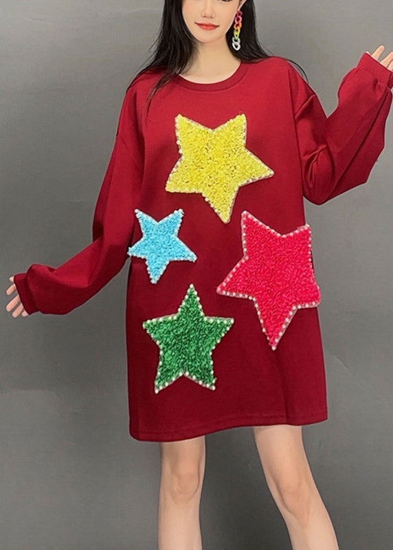 Italian Black O-neck Nail Bead Patchwork Sweatshirts Fall