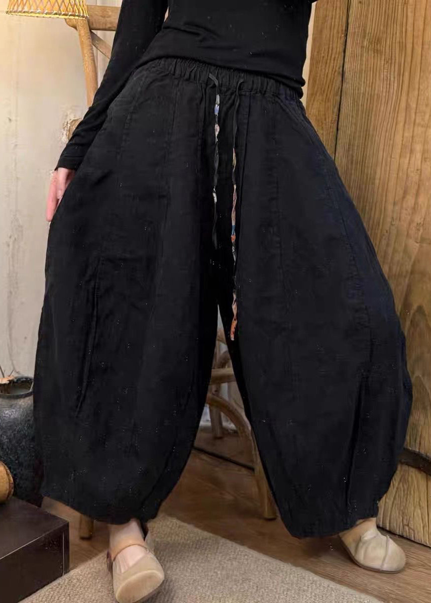 Green Oversized Patchwork Linen Harem Pants Summer