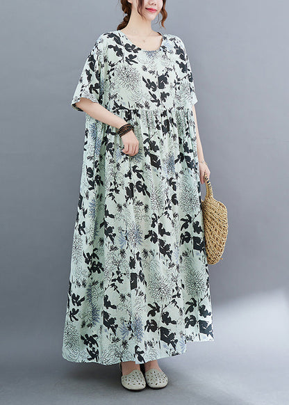 Diy Print Wrinkled Cozy Holiday Long Dress Summer