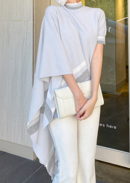 Grey Striped Warm Knit Two Pieces Set Fall