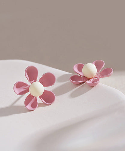 Stylish Pink Sterling Silver Alloy Stud Earrings