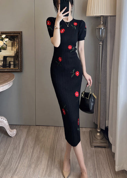 Classy Black Embroidered Wraped Dresses Summer