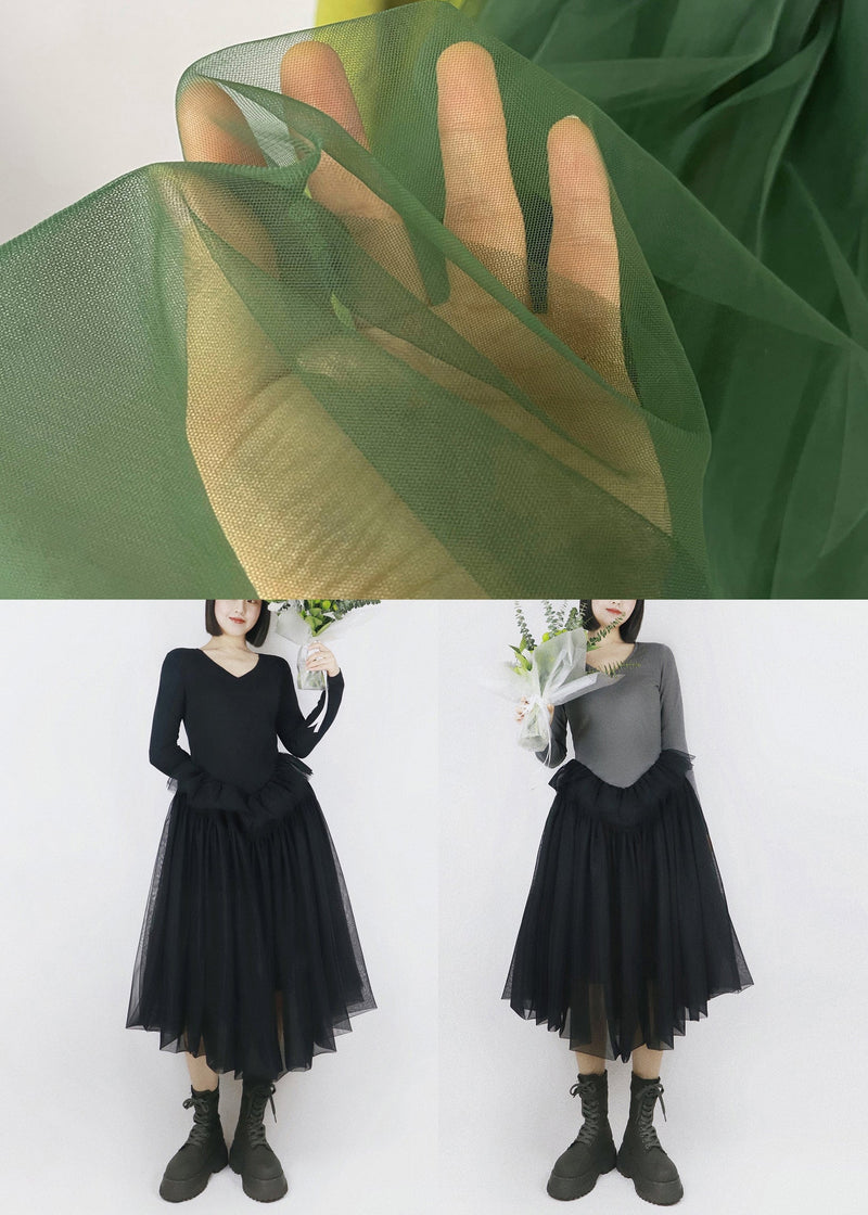 Black Asymmetrical Tulle Patchwork Cotton Dresses