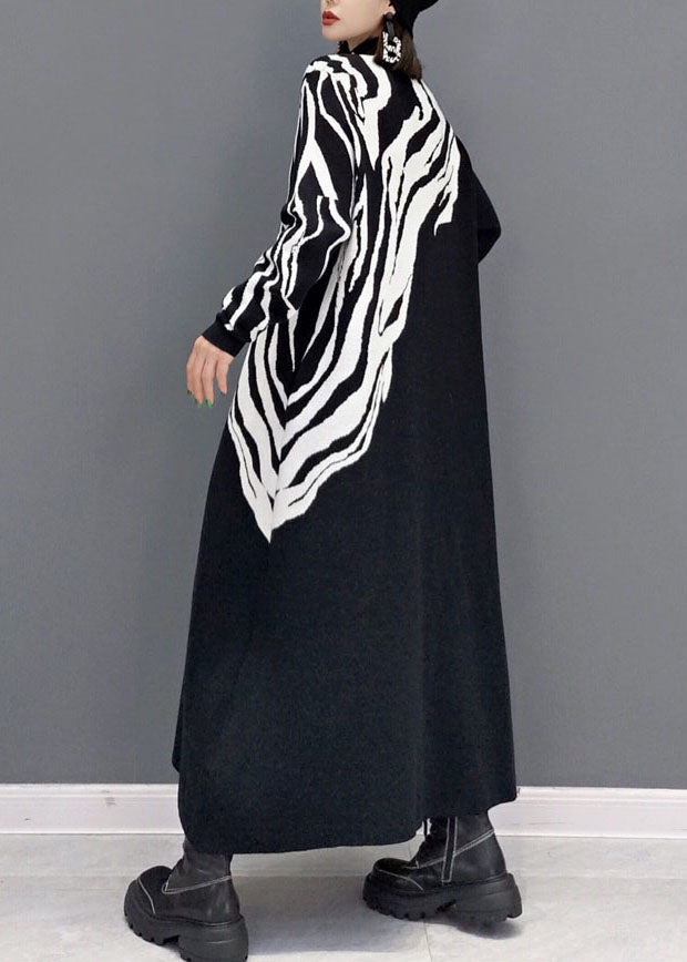 Classy White Print Knit Sweater Dresses Spring