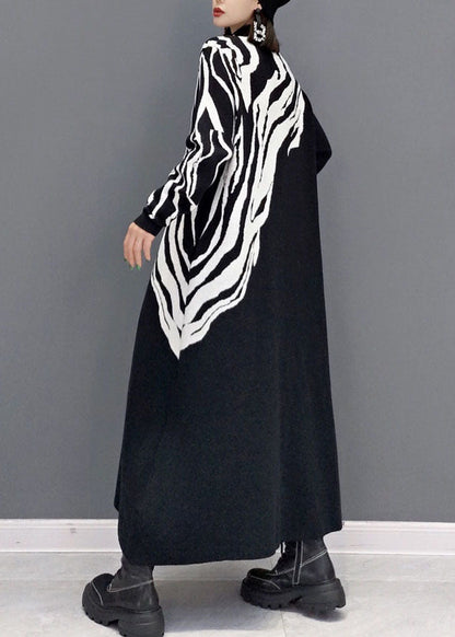 Classy White Print Knit Sweater Dresses Spring