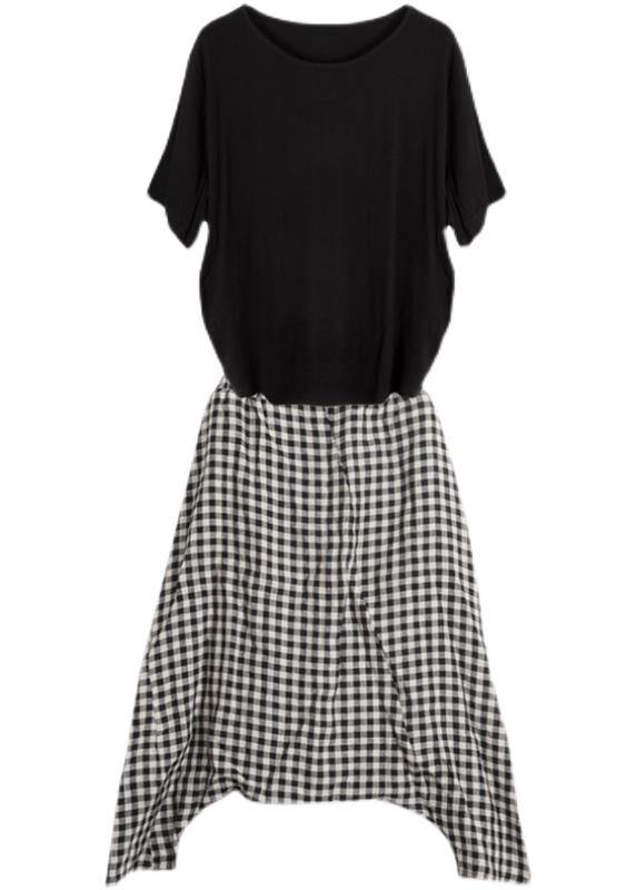 Black Grey Plaid Harem Summer Pants