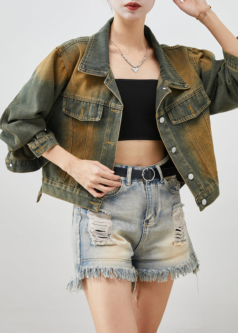 Blue Oversized Denim Short Coats Fall