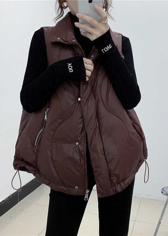 Diy Chocolate Thin Zipper Pocket Winter Down Cotton Vest