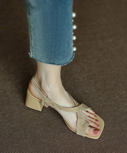 Hollow Out Chunky Sandals Blue Suede