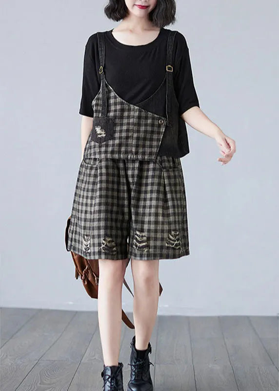 Black Plaid Patchwork Fall Two Piece Set Clothing
