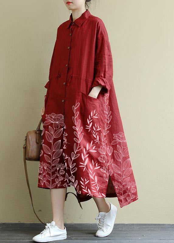 Black Bamboo Linen Shirt Dress Oversize Spring Maxi Dresses