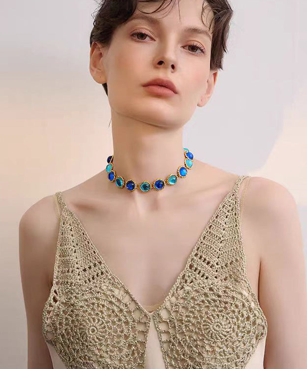 New Original Metal Gemstone Choker