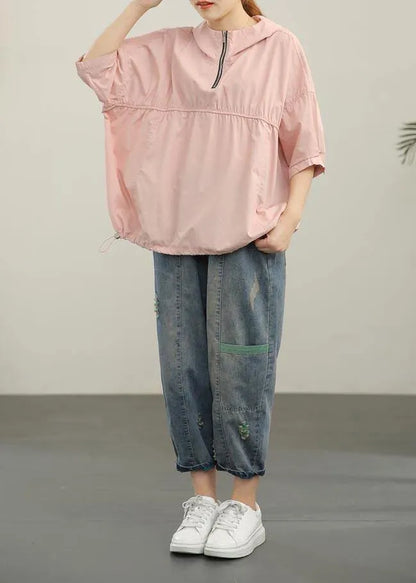 Modern Yellow Hooded Zippered Top Summer