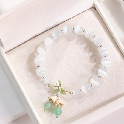 Cat's Eye Green Aventurine Peace Charm Bracelet 8mm