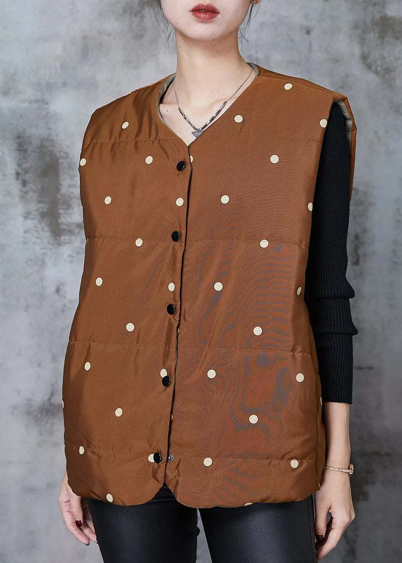 Coffee Dot Oversized Cotton Filled Vests Spring