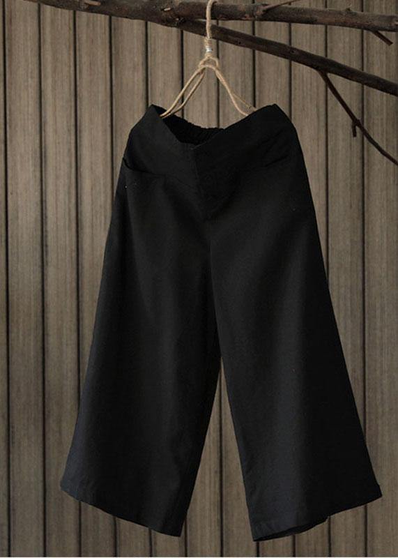 Elastic Waist Wide Leg Pants With Pockets