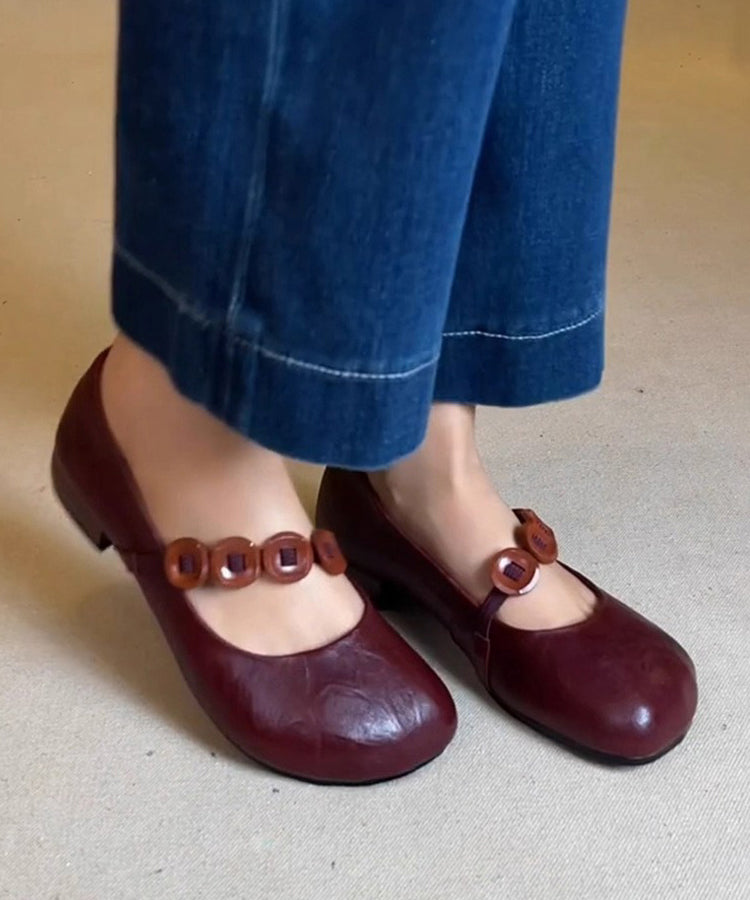 Red Faux Leather Splicing Flat Shoes for