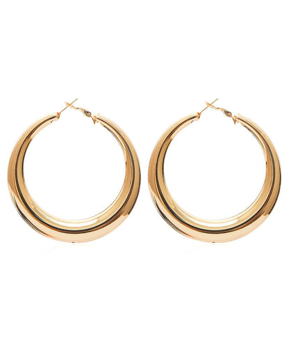 Oversize Gold Metal Alloy Oval Hoop Earrings