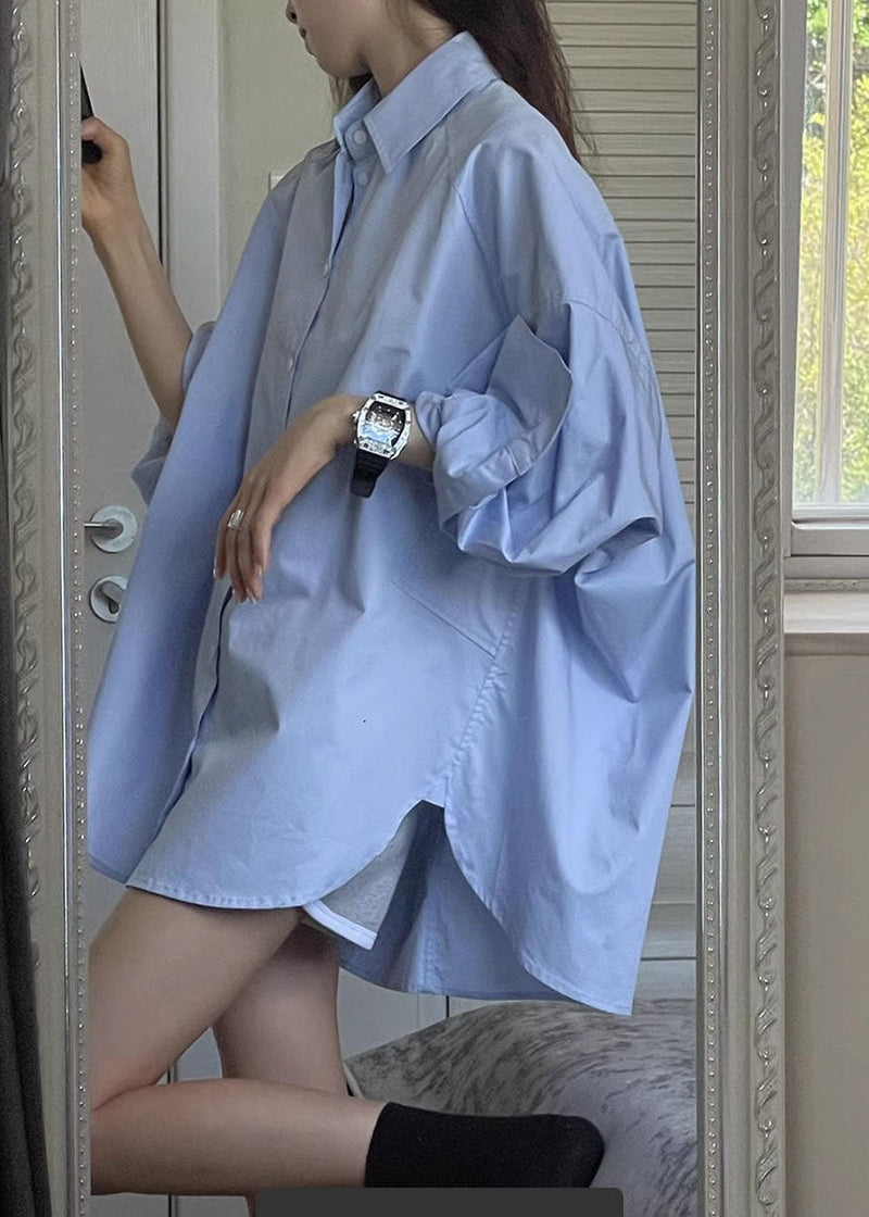Black Peter Pan Collar Side Open Shirt Long Sleeve