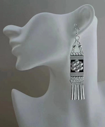 White Alloy Tassel Holiday Drop Earrings