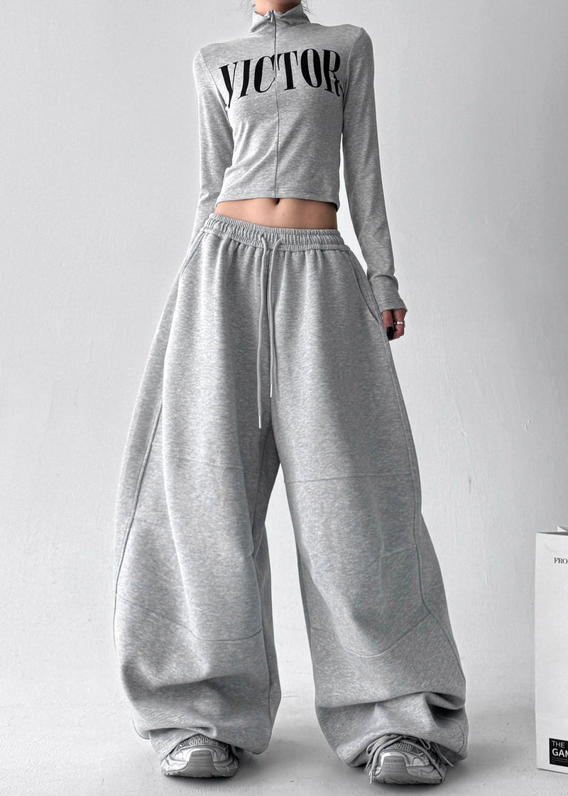Grey Oversized Cotton Harem Pants Fall