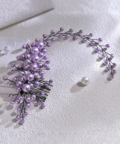 Purple Weave Pearl Beading Hairpiece
