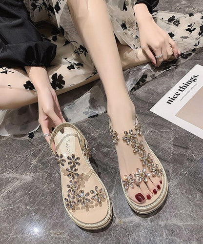 Zircon Splicing Platform Flat Sandals Black
