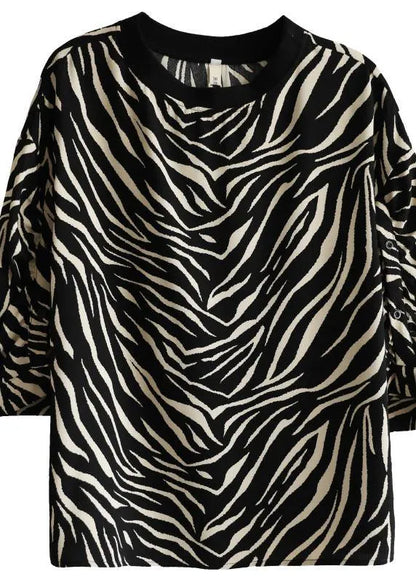 Black Striped Striped Spring Blouses