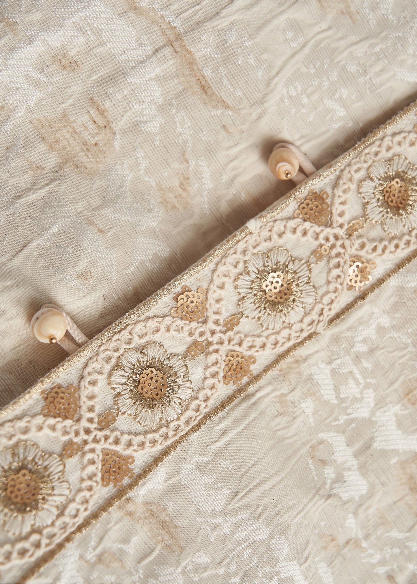 Beige Oversized Jacquard Cotton Coats Fall