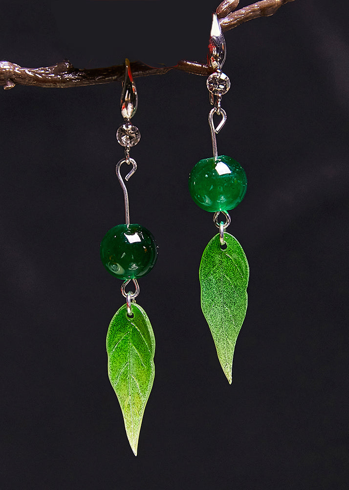 Leaf Leaf Acrylic Turquoise Drop Earrings
