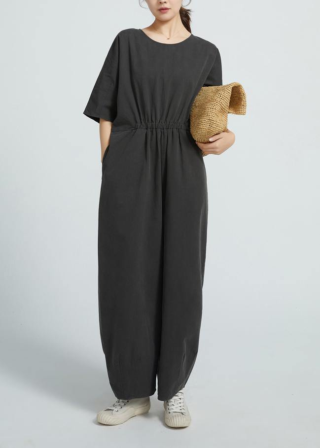 Short Sleeve All-match A-pocket Jumpsuit Pants