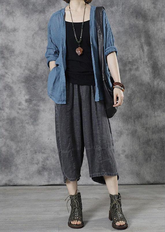 Grey Pockets Loose Fall Pants