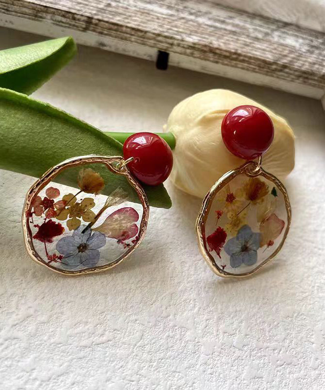 Handmade Colorblock Sterling Silver Alloy Drip Glaze Hoop Earrings