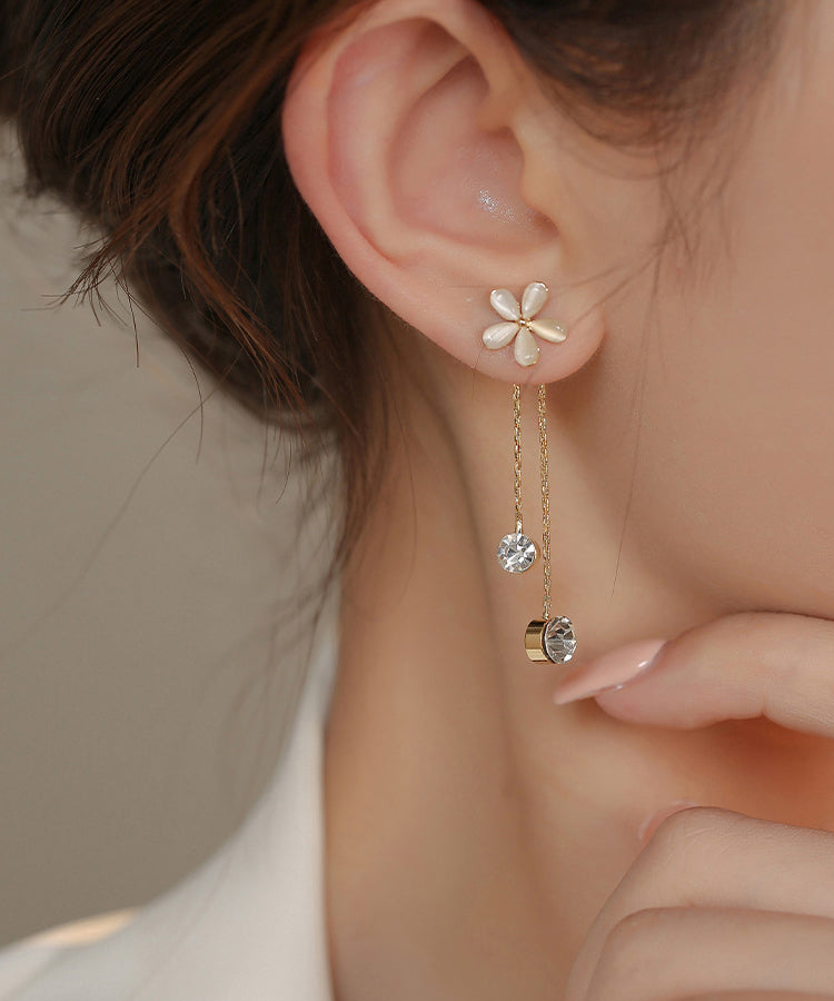 Modern White Alloy Opal Tassel Drop Earrings