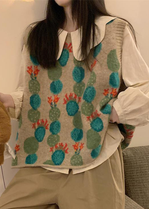New Light Camel Embroideried Cozy Cotton Knit Two Piece Set Spring